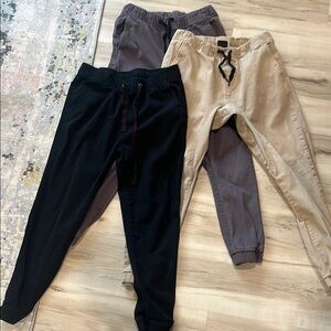 Lot:School/business cas:SouthPole (2) Galaxy (1):Three Joggers:Black, Gray, Tan.